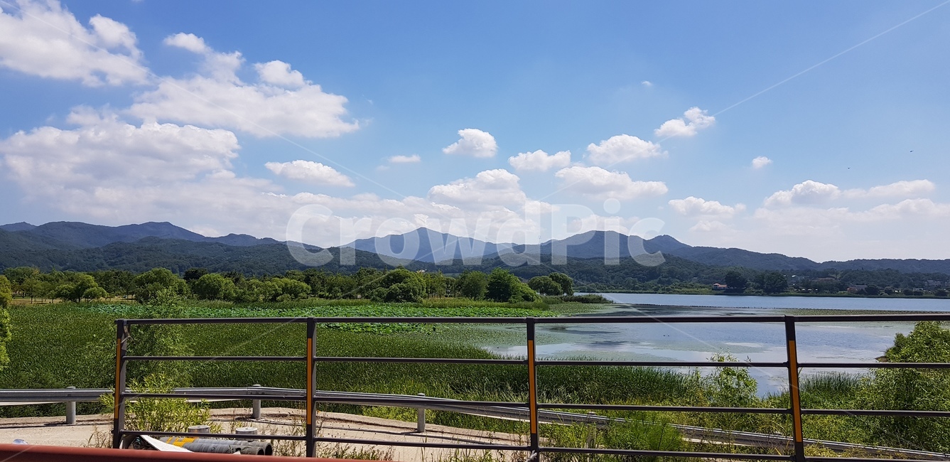 남양주,하늘,강,맑은날,울타리