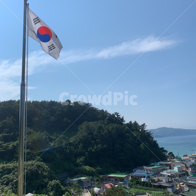 하늘,태극기,바다,구름,대한민국