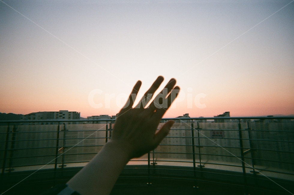 해질녘,감성,필름카메라,옥상,손,사람,인물,인간,human,person,신체일부,몸,body