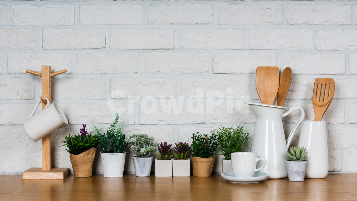 ceramic,spatula,cooking utensil,Cup drying rack,pattern,bright,Clean,inside,space,interior,pot,modern,trim,organize,coffee cup,neat,brick,cooking,kitchen utensils,kitchen,housewife,Woodenware,green,reflection,tree,Square,shelf,flower,spoon and chopsticks,