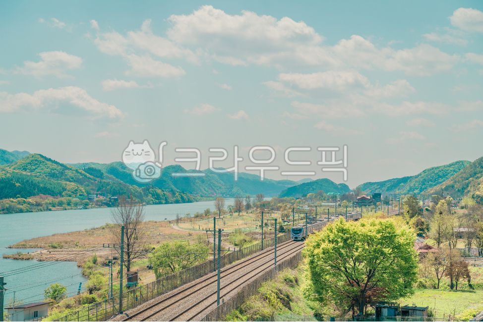 기찻길, 기차, transportation, 구름, 강, 사진,이미지,일러스트,캘리그라피 - happywcl작가