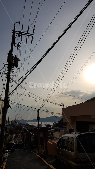 노을,감성,전선,전봇대,해질녘