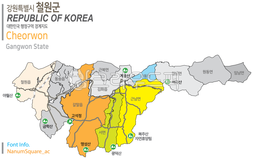 강원도,지도,map,우리나라지도,행정구역,경계,일러스트레이션,illustration,korea,border,인포그래픽,철원군,철원,철원지도,철원군지도