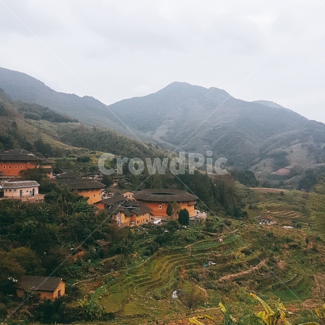 중국,토루,밭,자연,nature,hill