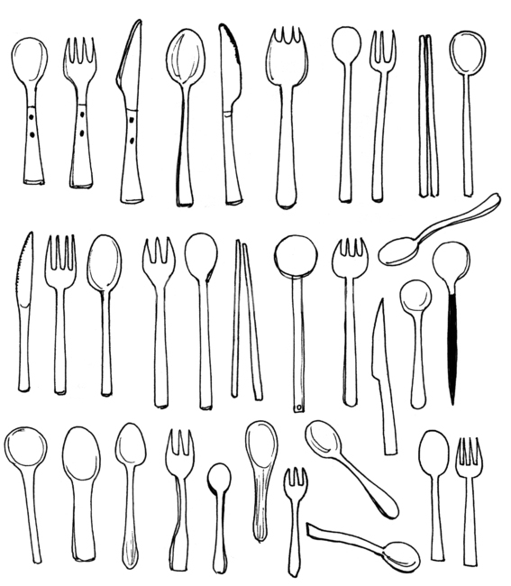 손그림,handdrawing,팬그림,팬라인,pen,penline,penpicture,pendrawing,cutlery,주방용칼,숟가락,spoon,젓가락,chopsticks,포크,fork
