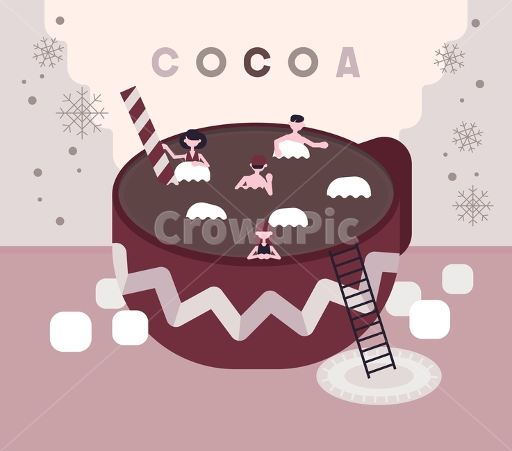 fantasy,snack,idea,marshmallow,straw,cute,cocoa,drink,swimming,tube,character,ladder,cafe,mug cup,swimming pool,illustration,vector,swimsuit,text,man,female,Marshmallow