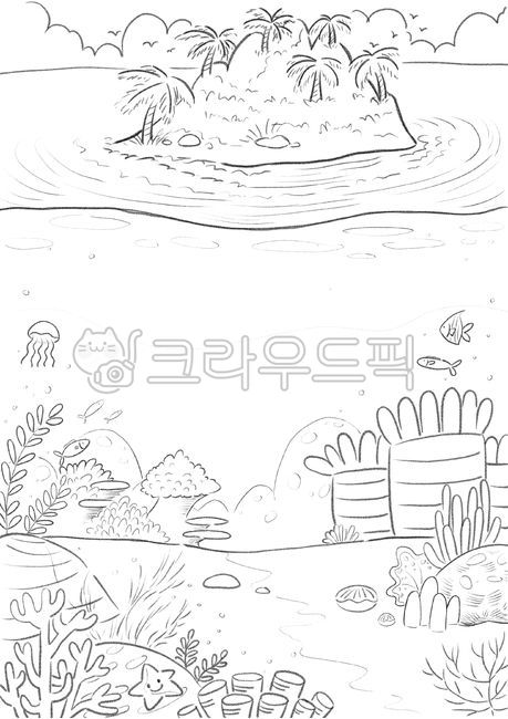 Educational materials,Under the sea illustrations,seaweeds,picture in the sea,sea environment,sea,parish,Under the sea,marine life,coloring pattern,nature,island,Under the sea coloring pages,In the sea,painting under the sea,sea design,Uninhabited island,