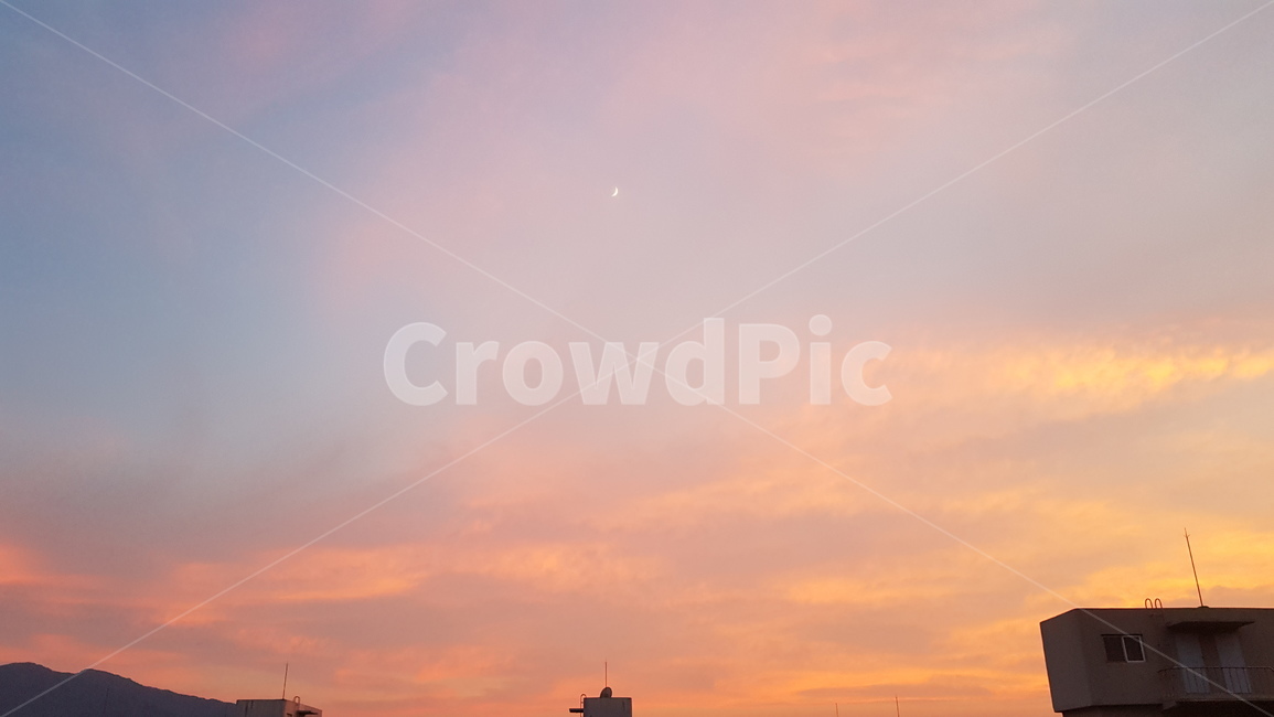 nature,노을,sunset,핑크하늘,하늘,분홍,달,moon