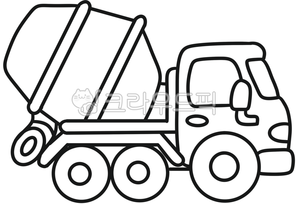 Transportation,Car Illustration,Ready-mix Concrete,Heavy Equipment,Heavy Equipment Illustration,Cement Truck,Coloring Page,Heavy Equipment Coloring Page,Kindergarten Coloring Page