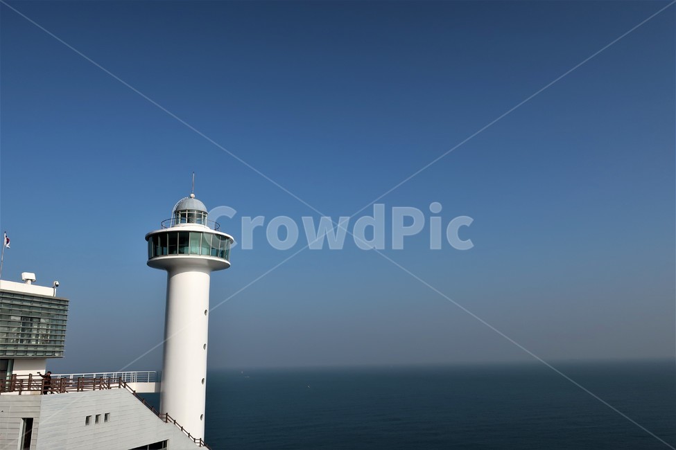 부산,등대,바다,해변,하얀,항로,표지,불빛,구조물,건물,시설,신호,수평선,등대,lighthouse