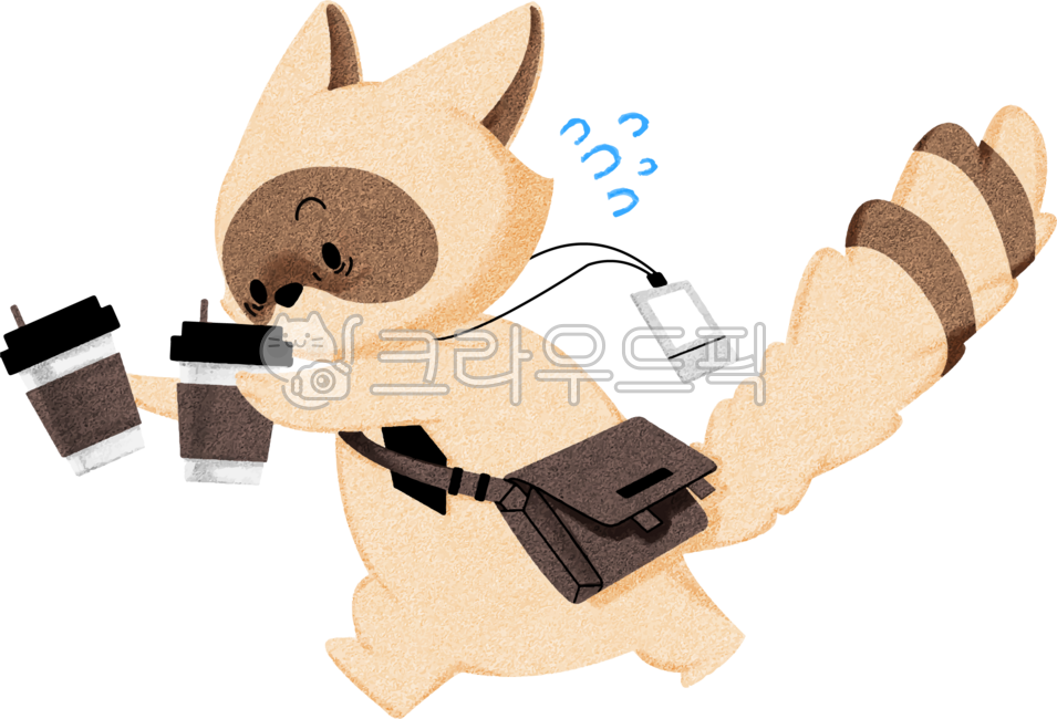 Commute,Raccoon,Coffee,Employee ID,Urgent,Fatigue,Relatable,Sentimental,Cute,Hand-drawn,Illustration,Emoticon,Sticker