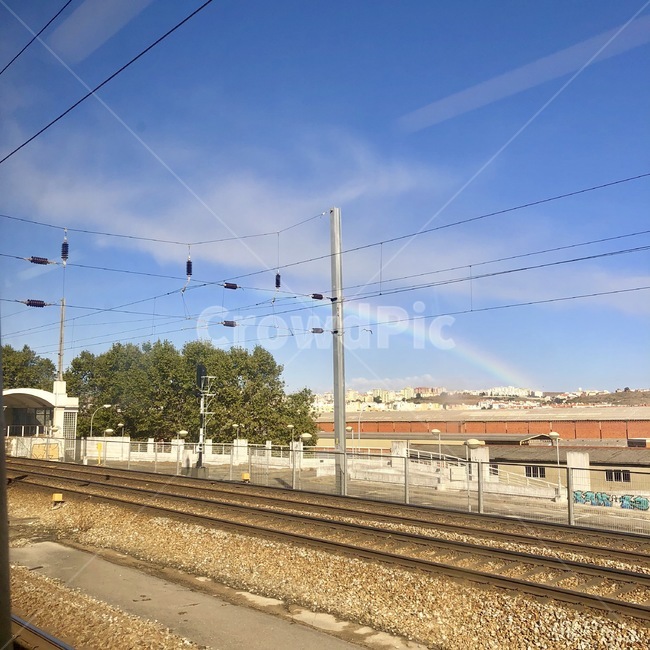 교통,레일,기찻길,철도,무지개,하늘,포르투갈,transportation,rail,traintrack,railway,rainbow,교통,교통수단,traffic,transportation
