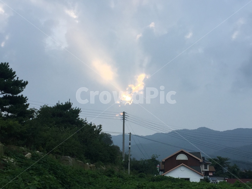 풍경,하늘,산,구름,빛,자연,옥외