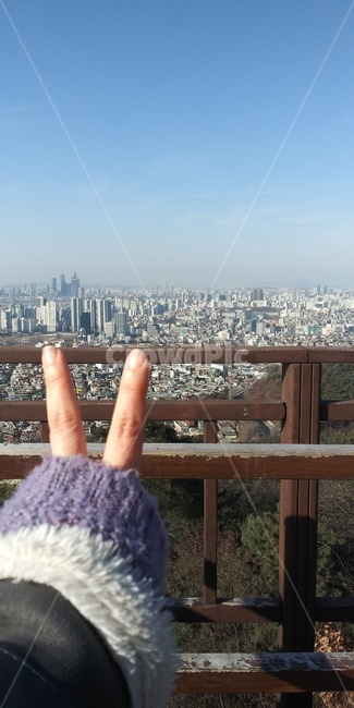 남산,남산전망대,서울,브이,경치