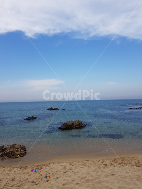 바다,푸른하늘,자연,동해,동해바다,정동진,모래,모래사장,바닷물,수평선,자연환경,정동진해안,관광지,파란하늘,휴양지