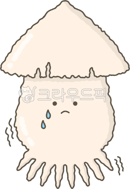 Squid character,squid,sea animal,sea creature,sad squid,mollusk,squid decoration,squid illustration