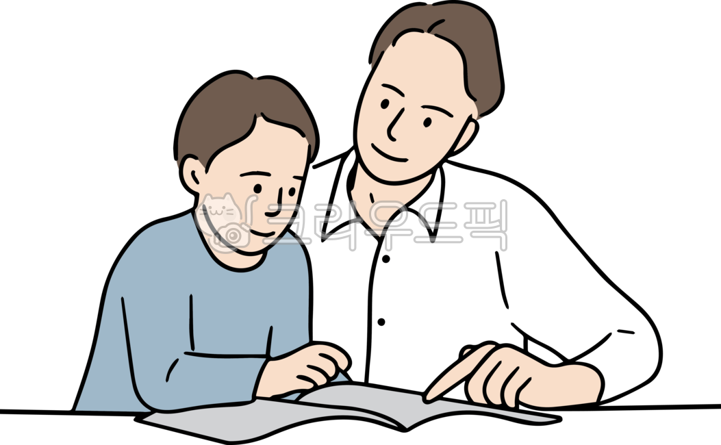 일러스트,과외,남자아이,남자선생님,카툰,아빠,아들,가르치다,배움,유아교육,아동교육,홈스쿨링,초등교육,공부,학생