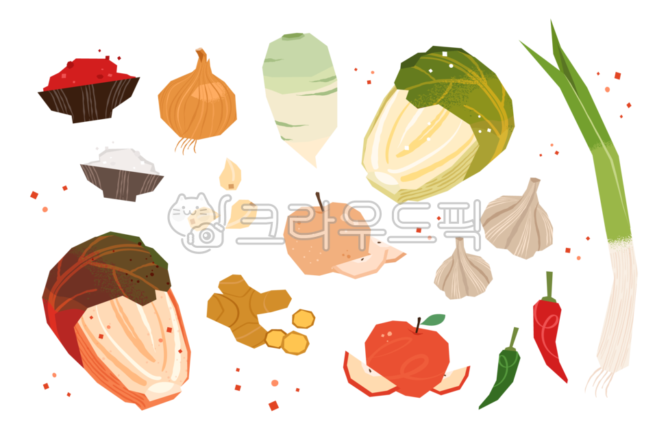cabbage,onion,radish,icon,green onion,red pepper powder,cabbage kimchi,apple,pickled cabbage,pear,design,ingredients,Korea,Food,garlic,Kimchi,salt,kimchi,Ingredients,Fermented food,png,Cheongyang pepper,cuisine,ginger,plant,illustration,traditional food