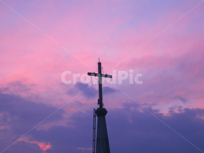 교회,성당,십자가,하늘,구름,보라,여름,sky,church,violet,purple,종교,신앙,religion,belief,faith