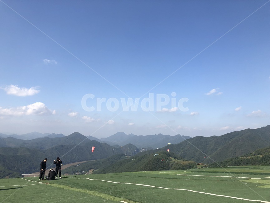 하늘,언덕,단양,풍경,field,들,모험,leisureactivities,레저활동,human,인간,자연,패러글라이딩