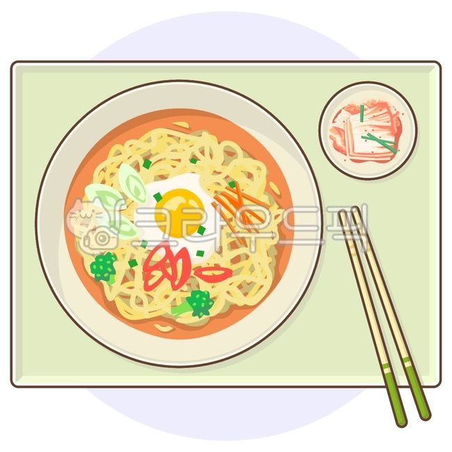 라면, 김치, 계란, 달걀, 토핑, 사진,이미지,일러스트,캘리그라피 - 리사이드작가