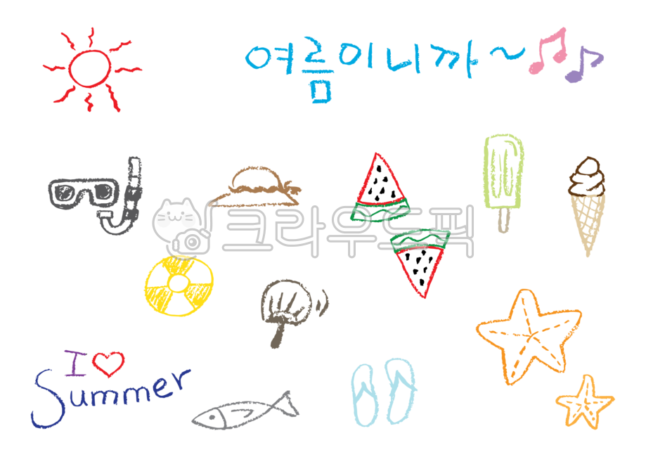여름,여름이니까,음표,물안경,수경,모자,튜브,부채,수박,물고기,슬리퍼,소프트아이스크림,막대아이스크림,불가사리,꾸밈소스,데코,데코레이션,색연필,색연필그림,색연필일러스트,색칠,질감,일러스트,디자인소스,편집소스,웹소스,그래픽,소스,텍스쳐,세트,수묵,먹물,거친,터치,패턴,회화,효과,다꾸,스티커,누끼,png