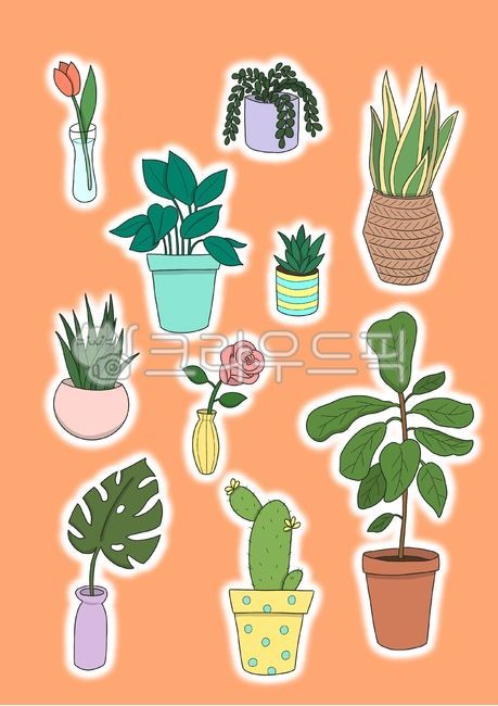 화분,식물,꽃,일러스트,plant,flower,인테리어,화병