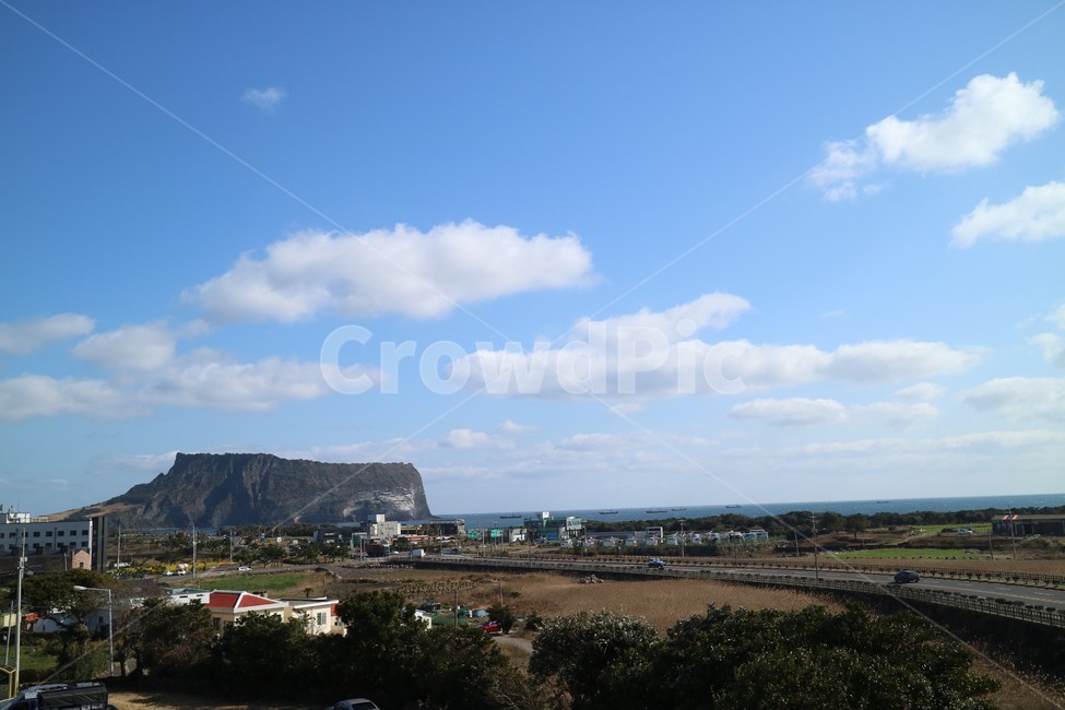 제주도,성산일출봉,하늘,nature,outdoors,도로,야외,구름,풍경,jeju,sky