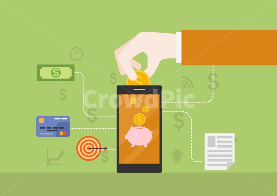 template,smartphone,piggy bank,flat design,document,global,stocks,securities,network,dollar,pop,cloud,tablet,dart,bank,banknote,currency,savings,exchange rate,hand,foreign currency,business,flat icon,accumulation,mobile,investment,banner,popup,check card,