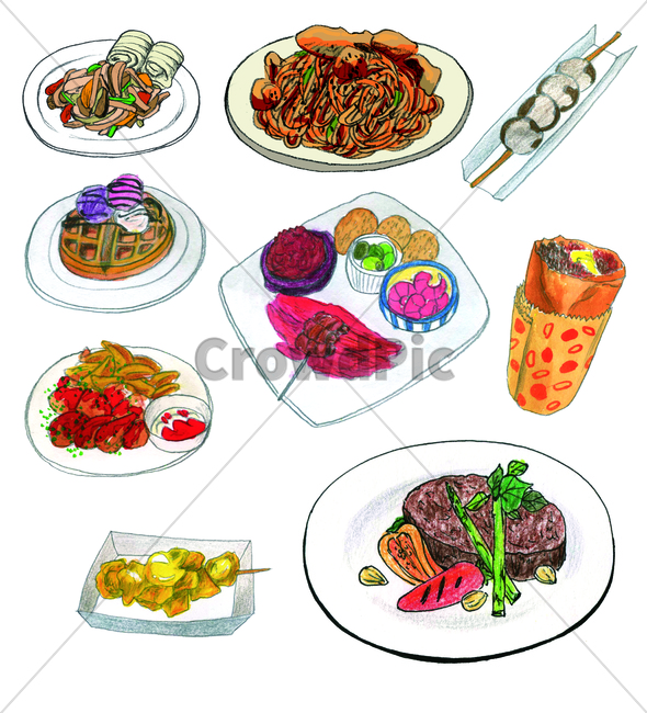 container,teacup,lunch,steak,plate,bowl,handdrawing,kitchentoolscup,paint painting,coffeecup,waffle,pasta,glass,cooking utensils,hand drawing,basin,tumbler,food,meal,watercolor,dish,mug,cup,glass cup