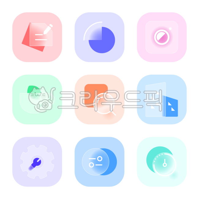 Glassmorphism,translucent glass,glass,memo,writing,pie chart,graph,chart,dashboard,camera,photo,teacup,glass,search,find,magnifying glass,building,building,home,gear,setting,maintenance,classification,sort,timer,time,icon,symbol