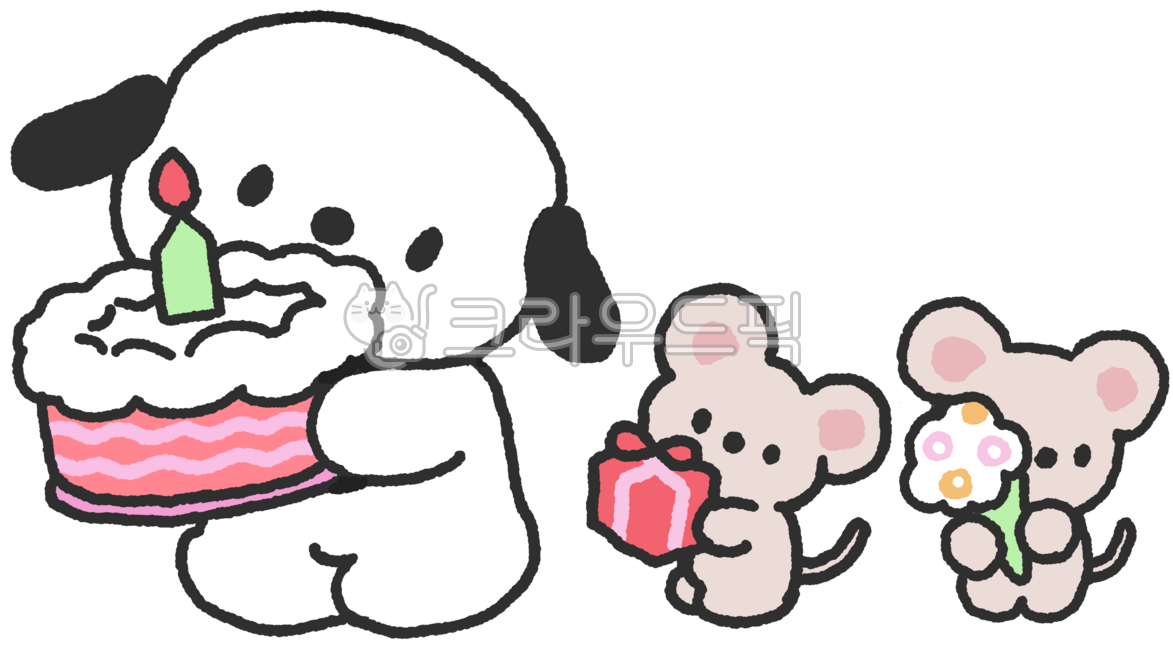 생일,생일축하,생일파티,생일그림,강아지,쥐,쥐캐릭터,강아지캐릭터,케이크,생일케이크,생일선물,선물박스,꽃다발,파티,축하일러스트,귀여운동물,축하그림,생일카드,동물캐릭터,손그림스티커,birthday,party,dog,mouse,celebration