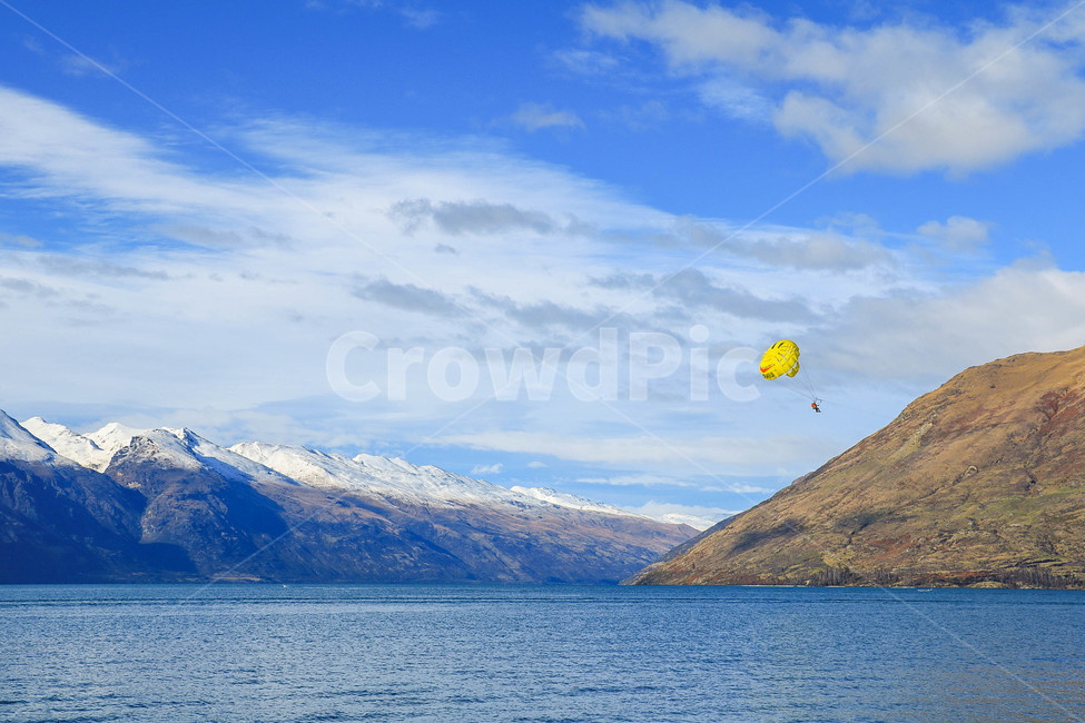 sky,gliding,nature,winter,sea,New Zealand,adventure,cloud,mountain,paragliding,newzealand,ocean,snow,leisure activities,moutain