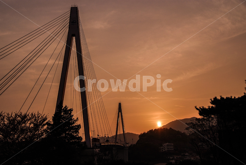 여수,대교,풍경,도시,노을,저녁,다리,bridge,landscape,city,sunset,실루엣,그림자,silhouette,shadow,건축물,건물외관,exterior,building,structure,architecture,construction