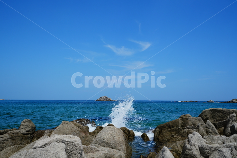 하늘,바다,바닷가,파도,물,파랑,블루,sea,바위,여름,풍경,경치,자연