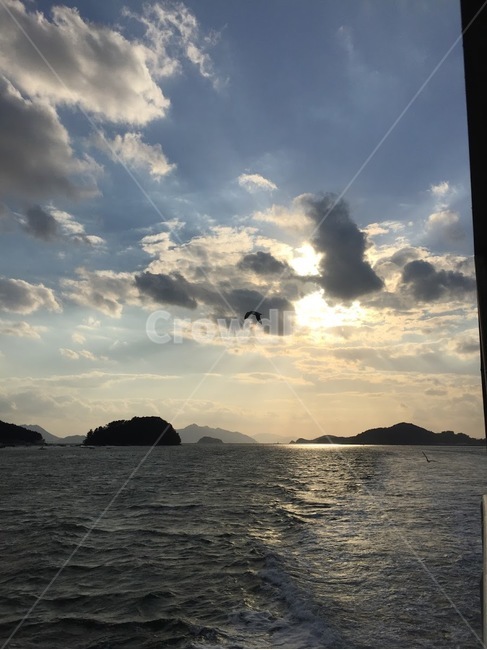 하늘,구름,해,바다,사량도