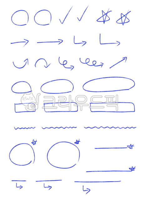 Takku,Good Notes,Illustration,PNG,Sticker,Blue Pen,Check,Arrow,Important