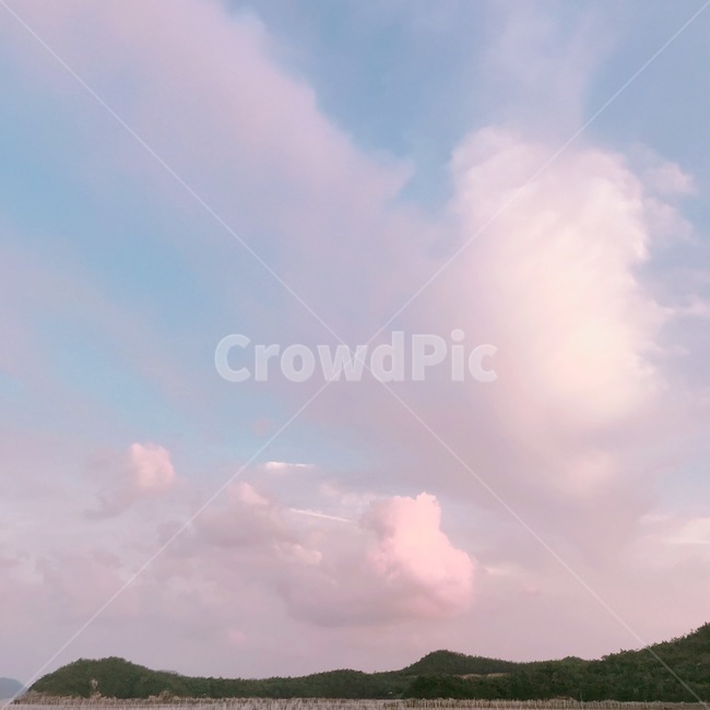 핑크하늘,뭉게뭉게,구름,핑크,분홍