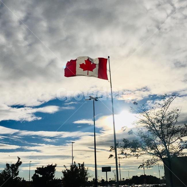 canada,캐나다,캐나다국기,국기,토론토,하늘,구름,주차장
