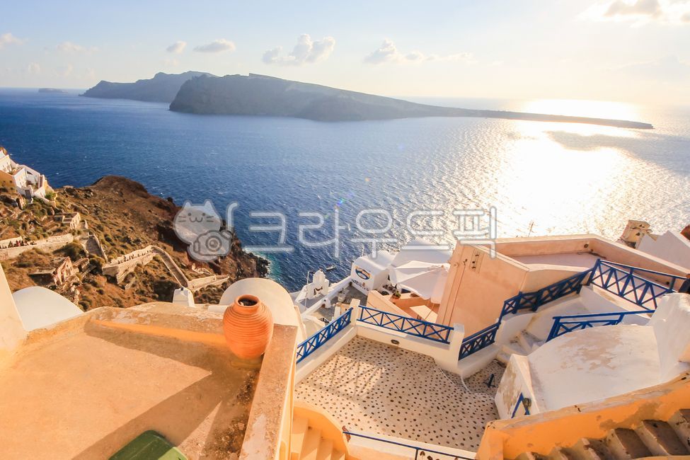 그리스,산토리니,건축물,마을,지중해,색감,섬마을,해질녘