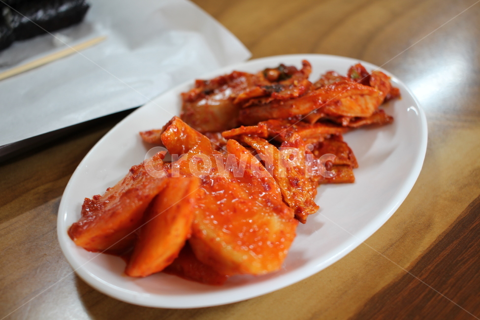 Radish kimchi,fish cake,Fish cake,Stone foil,Chungmu Gimbap