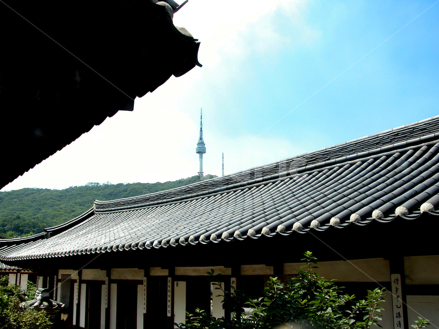 n서울타워,한국,전통가옥,기와집,서울
