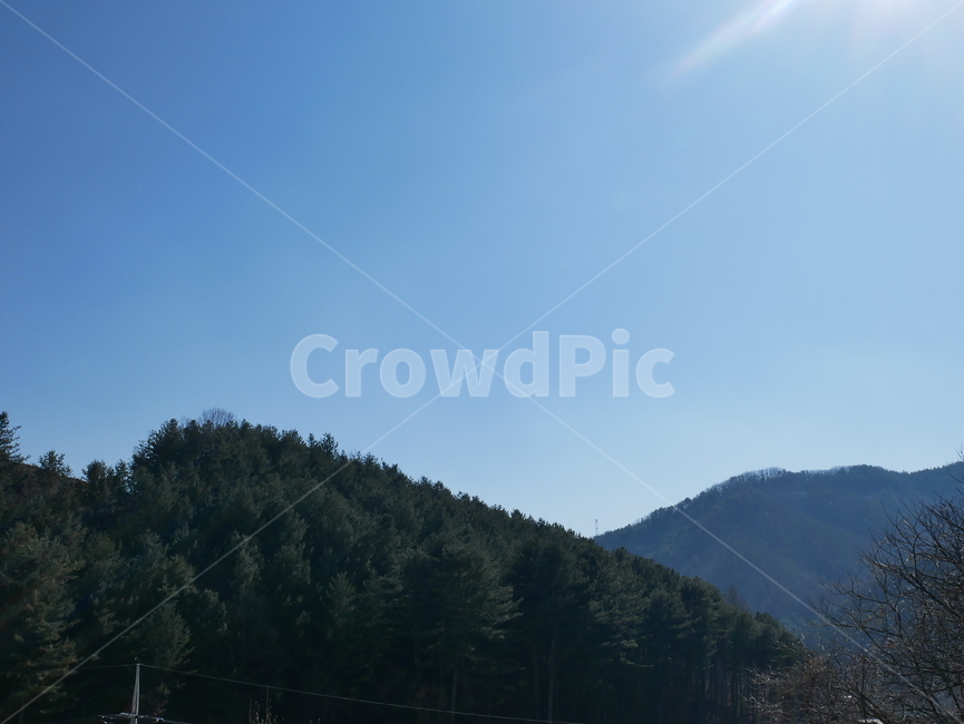 산,하늘,구름,동산,겹산