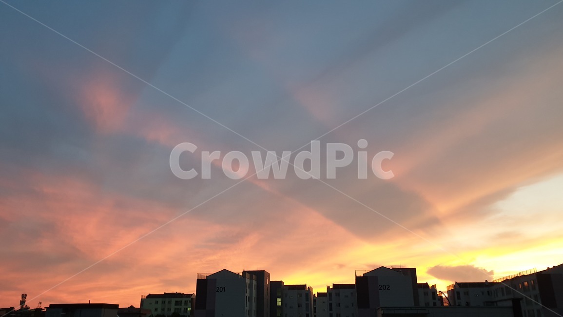 하늘,구름,노을,풍경,주황색