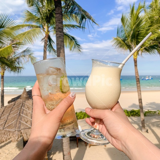 동남아,휴양지,음료수,오션뷰,칵테일,야자수,바다,스파클링,여름,음료수,drink,beverage