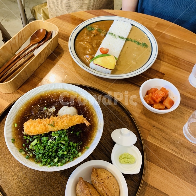 메밀소바,메밀국수,반반카레,일본카레,curry,플레이팅