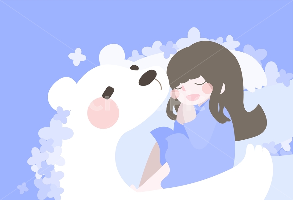 곰,여자,잠,수면,꽃,편안함,일러스트,그래픽,일러스트레이션,graphic,illustration