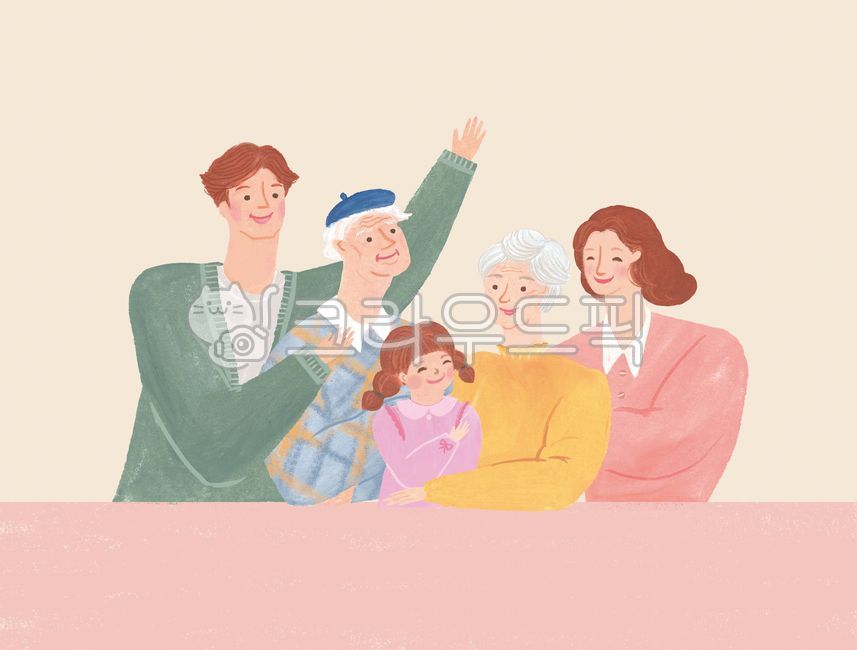 가족,대가족,가정의달,어버이날,스승의날,할머니,할아버지,인물,사람,일러스트,5월,부부,부부의날,행복,노인