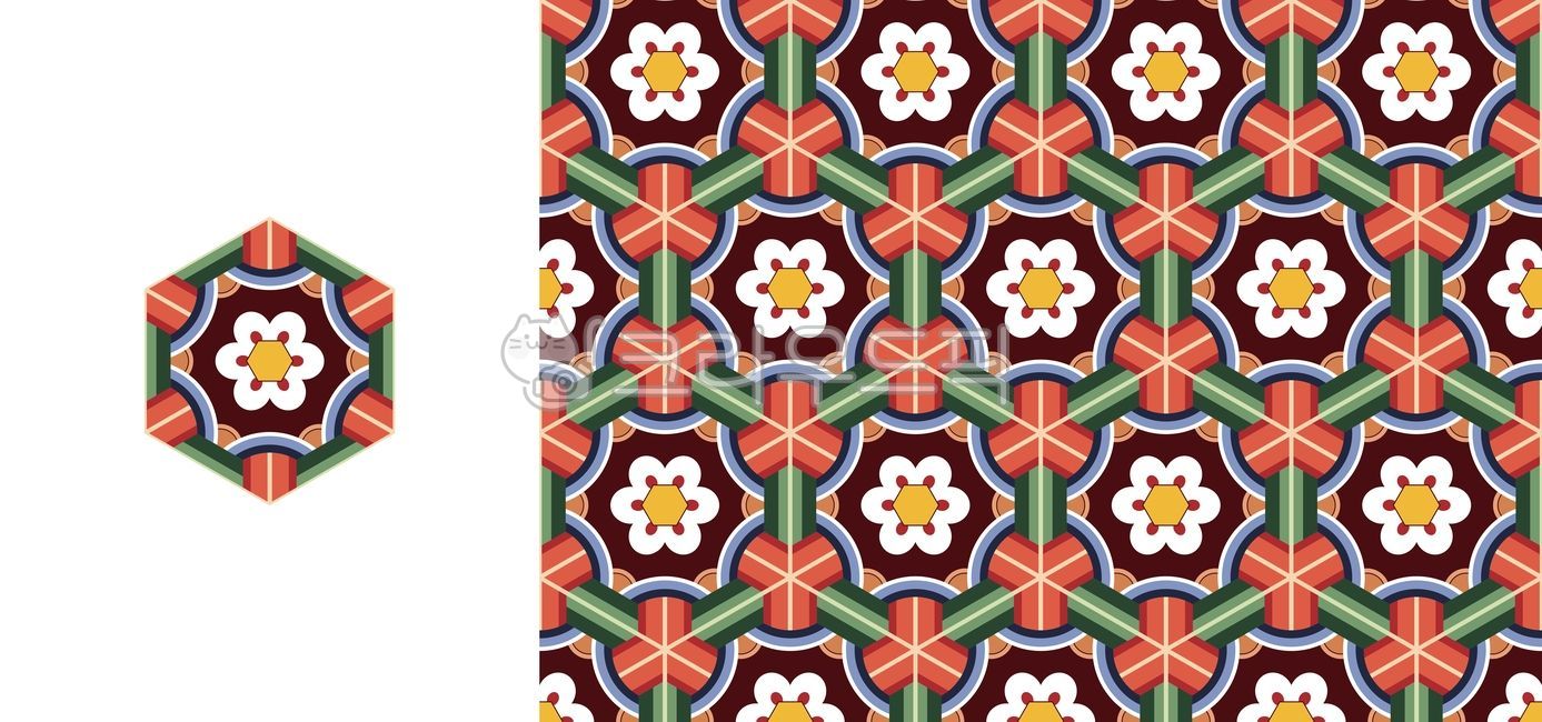 Korean traditional pattern,oriental pattern,Dancheong pattern,continuous pattern,Korean traditional dancheong,Korean pattern,hexagon pattern,traditional art,temple decoration,temple art,Korean traditional patterns,Dancheong