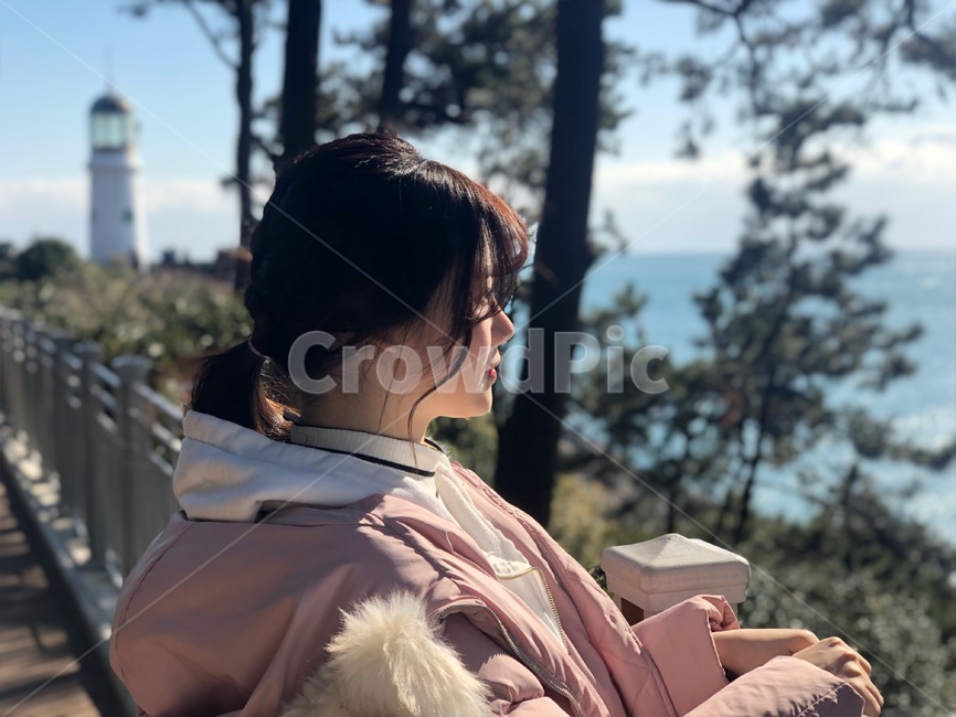 해운대,부산,인물,동백섬,옆모습,여자,힐링,휴가,여행